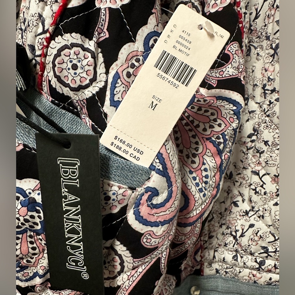 NWT BLANK NYC quilted reversible denim-trimmed patchwork jacket. Size M - Picture 5 of 6